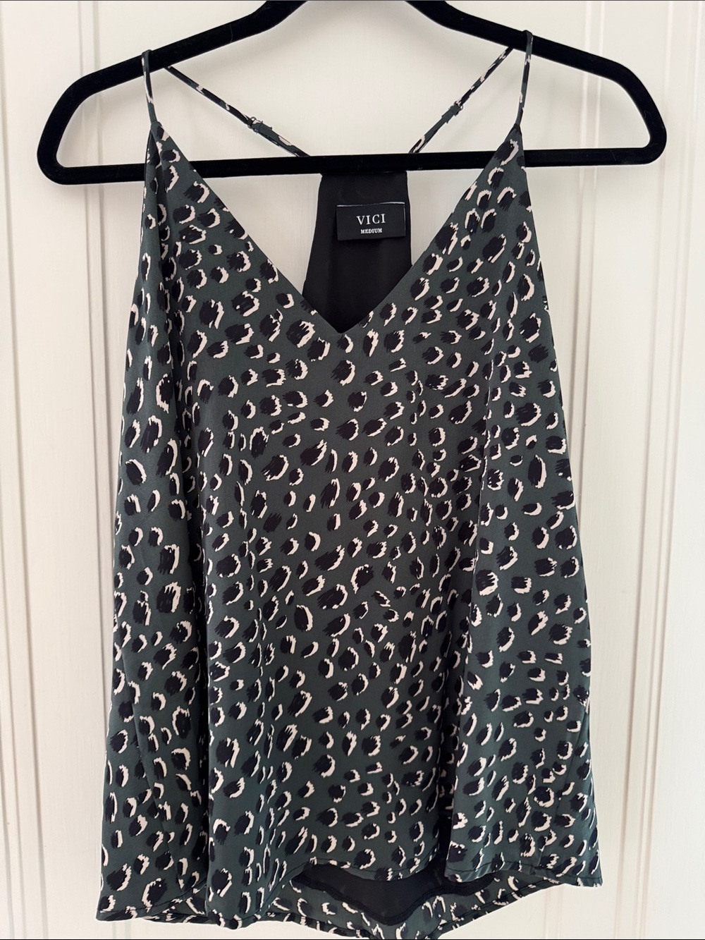 VICI Dark Green Leopard Print V-Neck Cami
